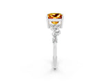 Silver Princess Cut Citrine Scattered Round Accent Ring with Prong Setting_38