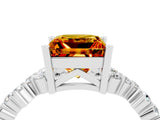 Silver Princess Cut Citrine Scattered Round Accent Ring with Prong Setting_40