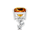 Silver Princess Cut Citrine Scattered Round Accent Ring with Prong Setting_41