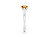 Silver Princess Cut Citrine Solitaire Engagement Ring with Cathedral Setting and Four-Prong Mount_14