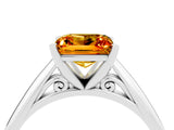 Silver Princess Cut Citrine Solitaire Engagement Ring with Cathedral Setting and Four-Prong Mount_16