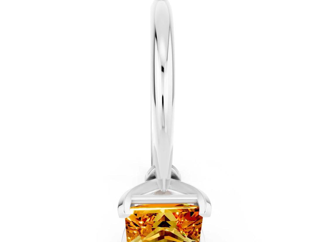 Silver Princess Cut Citrine Solitaire Engagement Ring with Classic Band and Four-Prong Setting_12