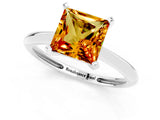 Silver Princess Cut Citrine Solitaire Engagement Ring with Classic Band and Four-Prong Setting_13