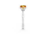Silver Princess Cut Citrine Solitaire Engagement Ring with Classic Band and Four-Prong Setting_14