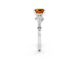 Silver Princess Cut Citrine Solitaire Ring with Crossover Gallery and Round  Pavé Band_50