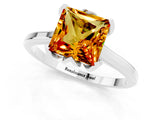 Silver Princess Cut Citrine Solitaire Ring with Flower Prong Setting and Classic Band_13