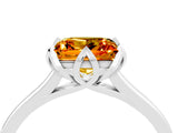 Silver Princess Cut Citrine Solitaire Ring with Flower Prong Setting and Classic Band_16
