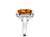 Silver Princess Cut Citrine Solitaire Ring with Flower Prong Setting and Classic Band_17