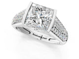 Silver Princess Cut Cut Diamond Channel Set Pave Band with Tension Prong Setting_8