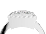 Silver Princess Cut-Cut Diamond Halo Engagement Ring with Pave Band and Prong Setting_17