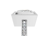 Silver Princess Cut-Cut Diamond Halo Engagement Ring with Pave Band and Prong Setting_18