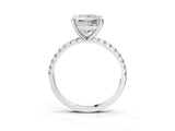 Silver Princess Cut Diamond Brilliant Solitaire Ring with Pavé Band and Four-Prong Setting_20