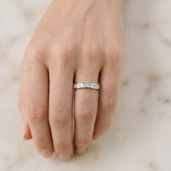 Platinum Princess Cut Diamond Channel Set Eternity Band