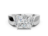 Silver Princess Cut Diamond Channel Set Solitaire Ring with Four-Prong Setting_10