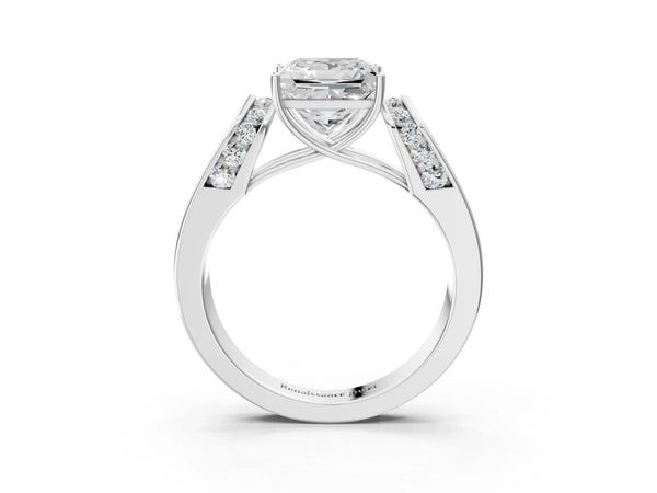 Sterling Silver Princess Cut Channel Set Engagement Ring Setting with Wide Band