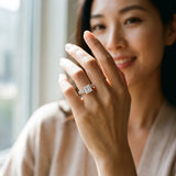 Silver Princess Cut Diamond Classic Solitaire Ring with Pavé Band and Four-Prong Setting_50