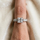Silver Princess Cut Diamond Classic Solitaire Ring with Pavé Band and Four-Prong Setting_51