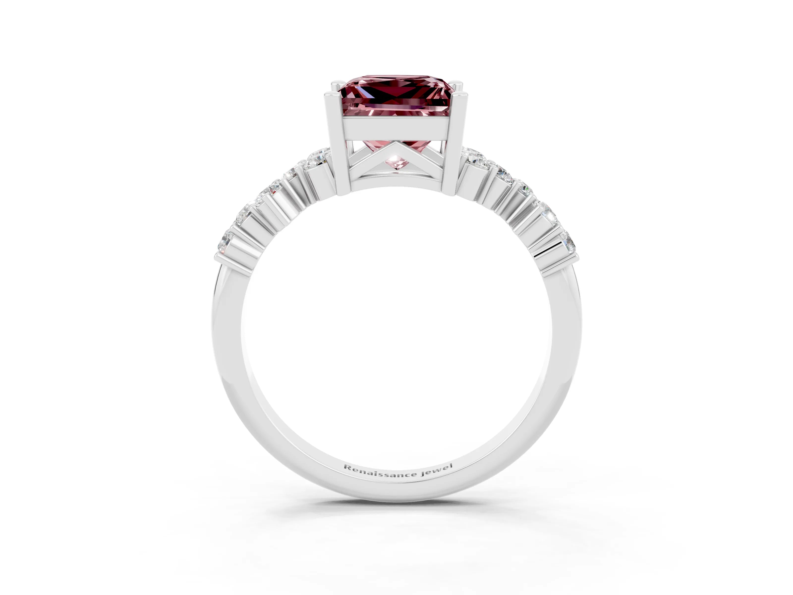 Silver Princess Cut Diamond Cluster Pavé Band with Four-Prong Setting_21
