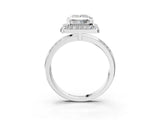 Silver Princess Cut Diamond Double Halo Ring with Split Shank and Four-Prong Setting_10