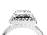 Silver Princess Cut Diamond Double Halo Ring with Split Shank and Four-Prong Setting_11