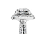 Silver Princess Cut Diamond Double Halo Ring with Split Shank and Four-Prong Setting_12