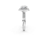 Silver Princess Cut Diamond Double Halo Ring with Split Shank and Four-Prong Setting_9
