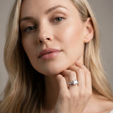 Silver Princess Cut Diamond Engagement Ring with Pavé Band and Four-Prong Setting_97