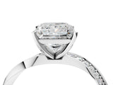 Silver Princess Cut Diamond Engagement Ring with Side Stone Accents and Four-Prong Setting_14