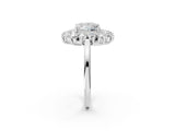 Silver Princess Cut Diamond Floral Double Halo Engagement Ring with Prong Setting_15