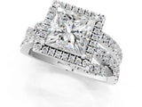 Silver Princess Cut Diamond Halo Ring with Round Split Shank and Prong Setting_13