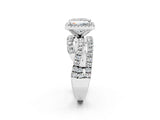 Silver Princess Cut Diamond Halo Ring with Round Split Shank and Prong Setting_14