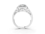 Silver Princess Cut Diamond Halo Ring with Split Shank and Bezel Accents and Prong Setting_16