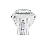 Silver Princess Cut Diamond Halo Ring with Split Shank and Bezel Accents and Prong Setting_18