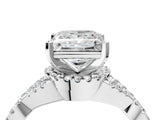 Silver Princess Cut Diamond  Halo Twist Band Solitaire Prong Setting Ring_16