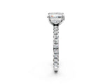 Silver Princess Cut Diamond Pavé Solitaire Ring with Round Band and Prong Setting_18