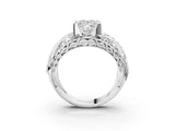Silver Princess Cut Diamond Pave Art Deco Split Shank Ring with Four-Prong Setting_28