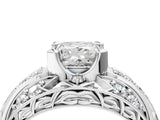 Silver Princess Cut Diamond Pave Art Deco Split Shank Ring with Four-Prong Setting_29