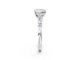 Silver Princess Cut Diamond Ring with Baguette Side Stones, Channel Set Band, and Four-Prong Setting_27