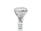 Silver Princess Cut Diamond Ring with Baguette Side Stones, Channel Set Band, and Four-Prong Setting_30