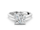 Silver Princess Cut Diamond Solitaire Engagement Ring with Cathedral Setting and Four-Prong Mount_2