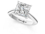 Silver Princess Cut Diamond Solitaire Engagement Ring with Cathedral Setting and Four-Prong Mount_3