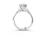 Silver Princess Cut Diamond Solitaire Engagement Ring with Cathedral Setting and Four-Prong Mount_5