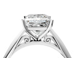 Silver Princess Cut Diamond Solitaire Engagement Ring with Cathedral Setting and Four-Prong Mount_6
