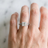 Silver Princess Cut Diamond Solitaire Engagement Ring with Twisted Pavé Band and Four-Prong Setting_86