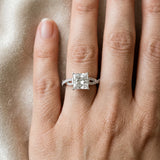 Silver Princess Cut Diamond Solitaire Engagement Ring with Twisted Pavé Band and Four-Prong Setting_92