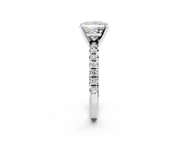 Sterling Silver Princess Cut Solitaire Engagement Ring Setting with Large Round Accent Band