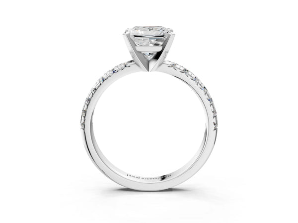 Sterling Silver Princess Cut Solitaire Engagement Ring Setting with Large Round Accent Band