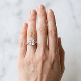Silver Princess Cut Diamond Solitaire Ring with Filigree Band and Four-Prong Setting_86