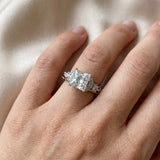 Silver Princess Cut Diamond Solitaire Ring with Filigree Band and Four-Prong Setting_93