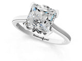 Silver Princess Cut Diamond Solitaire Ring with Flower Prong Setting and Classic Band_26